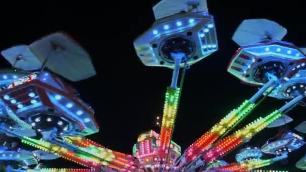 Carrusel Con Luces Increíble Luz Intermitente Colores Carrusel Vintage Popular — Vídeos de Stock
