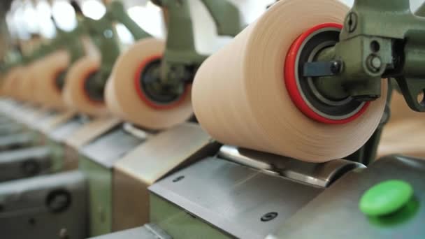 Bobines Fil Gros Plan Usine Textile Production Filature Production Fils — Video