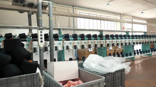Processos Fabricação Fios Equipamento Fábrica Têxtil Produção Giratória Produção Fios — Vídeo de Stock