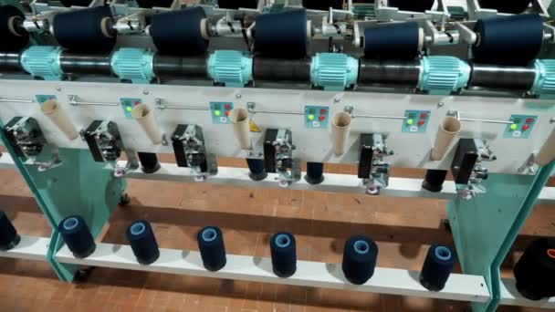 Producción Hilado Procesos Fabricación Hilados Equipo Fábrica Textil Producción Hilos — Vídeos de Stock