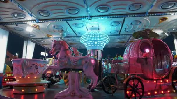Biella Italy June 2022 Colorful Carousel Theme Park Popular Swing — Stock Video