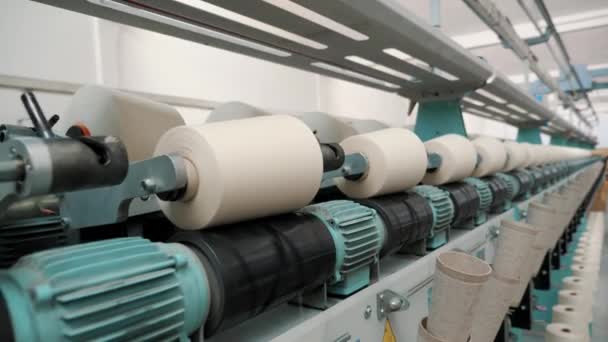 Fábrica Textil Producción Hilado Producción Hilos Procesos Fabricación Hilados Equipo — Vídeo de stock