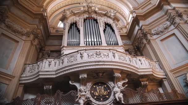Turyn Włochy Czerwca 2023 Instrument Organowy Kościele Architektura Wnętrz Bazyliki — Wideo stockowe