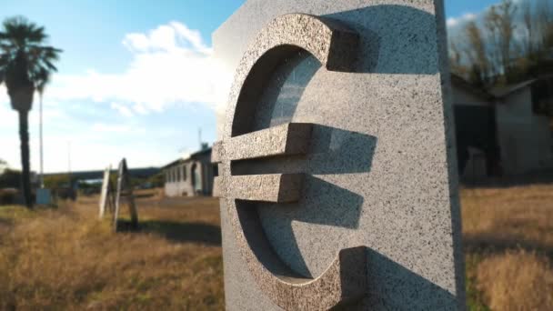 Marmurowy Znak Waluty Euro Marmurowym Talerzu Symbol Euro Wysokiej Jakości — Wideo stockowe