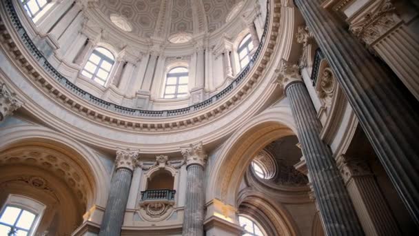 Turín Italia Junio 2023 Domo Arquitectura Interior Basílica Superga Torino — Vídeo de stock