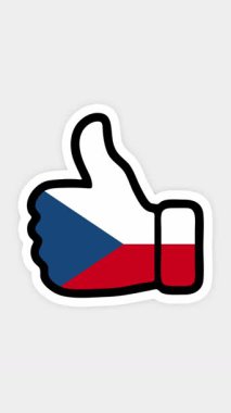 Çizim, animasyon şu şekilde, kalp, sohbet, başparmak Çek bayrağının görüntüsüyle yukarı doğru. Beyaz arkaplan