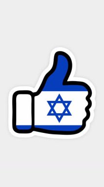 Çizim, animasyon şu şekilde, kalp şeklinde, sohbet şeklinde, başparmağınla İsrail bayrağı gibi. Beyaz arkaplan