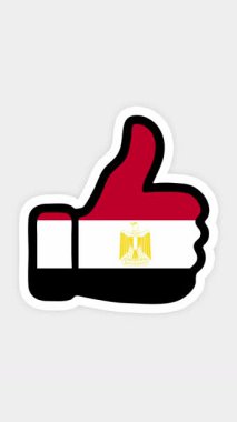 Çizim, animasyon şu şekilde, kalp şeklinde, sohbet şeklinde, başparmak yukarı doğru Mısır bayrağının görüntüsüyle. Beyaz arkaplan