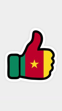Çizim, animasyon, kalp şeklinde, sohbet şeklinde, kamerun bayrağının görüntüsüyle başparmak yukarı doğru. Beyaz arkaplan