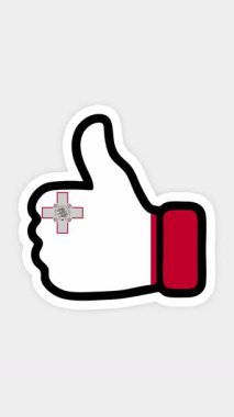 Çizim, animasyon şu şekilde, kalp, sohbet, başparmak yukarı doğru Malta bayrağı görüntüsüyle. Beyaz arkaplan