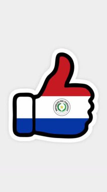 Çizim, animasyon, kalp şeklinde, sohbet şeklinde, Paraguay bayrağının görüntüsüyle başparmak yukarı doğru. Beyaz arkaplan