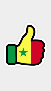 Çizim, animasyon şu şekilde, kalp şeklinde, sohbet şeklinde, başparmağınla Senegal bayrağı gibi. Beyaz arkaplan