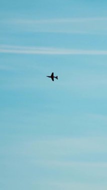 Telsiz Kontrollü Planör. Temiz Mavi Gökyüzünde süzülen tek bir uçak, Özgürlük ve Seyahati simgeliyor.