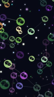 Soyut sosyal ağ, online topluluk, uçan afiş, Wechat simgelerin grafik video animasyon. Mesajlaşma programları için smartphones insanlar arasında popülerlik büyüyen kavramı