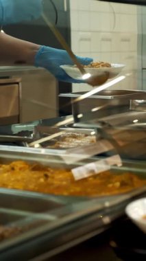 yakın çekim, vitrin modern kendini yemekleri ile hizmet kantin, kafeterya, Restoran genel catering, Yemekhane,