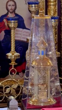 Cherkasy Bölgesi, Ukrayna, 10 Ekim 2019: kilise ayinleri için çeşitli kilise malzemeleri..