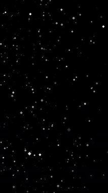 Parlak beyaz toz parçacıkları eşkenar dörtgen şeklinde soyut bir arkaplan. Uçarken, düşerken, yanıp sönerken ve yanıp sönen ışık parçacıkları.