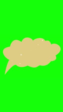 Animasyon. Boş, boş konuşma baloncuğu, yeşil bir arkaplanda metin kopyalamak için yer var. Hayal gücü, fikir ve başlangıç konsepti. çizgi film ve çizgi roman