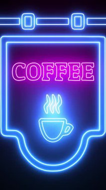 Işık animasyonu. Neon pembe ve mor, yanıp sönen ve parlayan bir tabela, siyah bir arka planda tekne hatları.