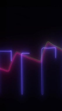 Işık animasyonu. Neon pembe ve mor, yanıp sönen ve parlayan bir tabela, siyah bir arka planda tekne hatları.