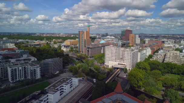 Panorama Panorama General Drone Park Gleisdreieck Berlin Alemania Día Verano — Vídeo de stock