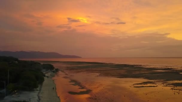 Panorama Κυρτό Drone Στο Νησί Gili Trawangan Παραλία Lombok Ινδονησία — Αρχείο Βίντεο