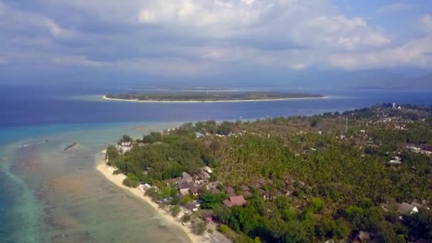 Panorama Overview Drone Gili Air Indonesia Summer 2017 Кінематограф Зверху — стокове відео