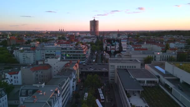 Overflight Drone Footage City Tower Steglitz Berlin Germany Summer Day — Stock Video