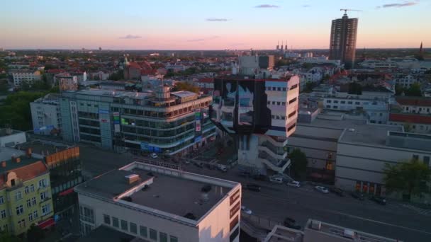 Panorama Órbita Drone Torre Cidade Steglitz Berlim Alemanha Dia Verão — Vídeo de Stock