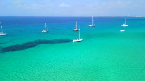 Широкий Орбитальный Беспилотник Пляже Мечты Formentera Ibiza Летом 2022 Года — стоковое видео