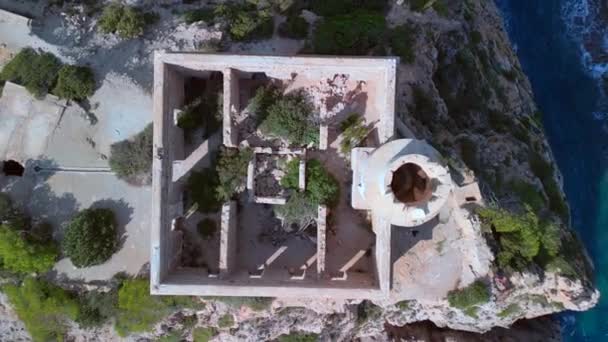 Geschwindigkeit Rampe Vertikal Vogelperspektive Drohne Ibiza Faro Punta Grossa Sommer — Stockvideo