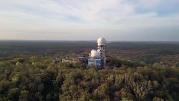 Panorama Gebogene Drohne Herbstwald Bei Aufgang Der Sonne Teufelsberg Wald — Stockvideo