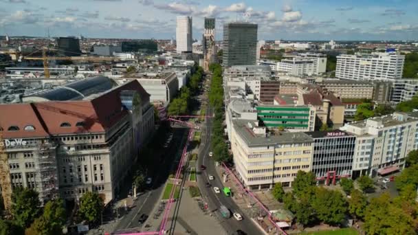 Panorama Επισκόπηση Drone Wittenberg Place Στο Βερολίνο Γερμανία Βράδυ Του — Αρχείο Βίντεο