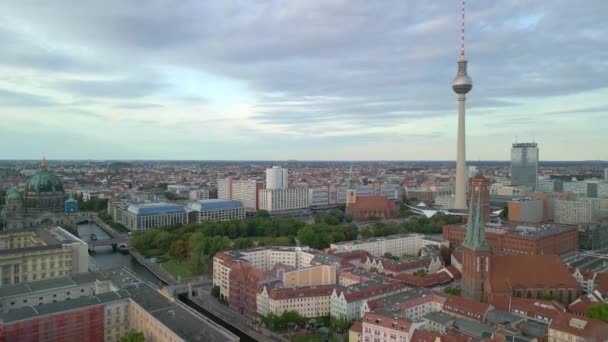 Panorama Vista General Dron Del Horizonte Centro Berlín Centro Ciudad — Vídeo de stock