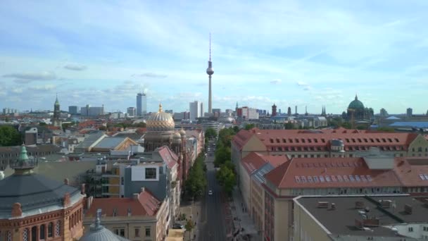 Panorama Overzicht Drone Oranienburger Straat Zomer 2022 Filmisch — Stockvideo
