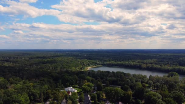 Panorama Overview Drone Village Brieselang Neighborhood Brandenburg Germany Summer Day — Stock Video