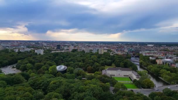 2022 Yazında Haziran Berlin Caddesi Nin Sağ Insansız Hava Aracına — Stok video