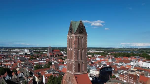 Drop Drone Wismar City Germany Summer Day August 2022 High — Vídeos de Stock
