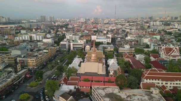 Statisches Stativ Schwebt Drohne Thailand Dezember Sonnenuntergang Goldene Stunde 2022 — Stockvideo