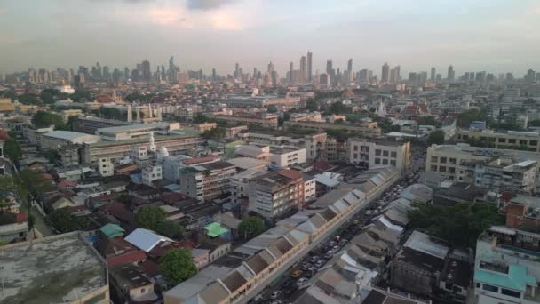 Boom Slide Para Esquerda Drone Tailandês Dezember Pôr Sol Hora — Vídeo de Stock