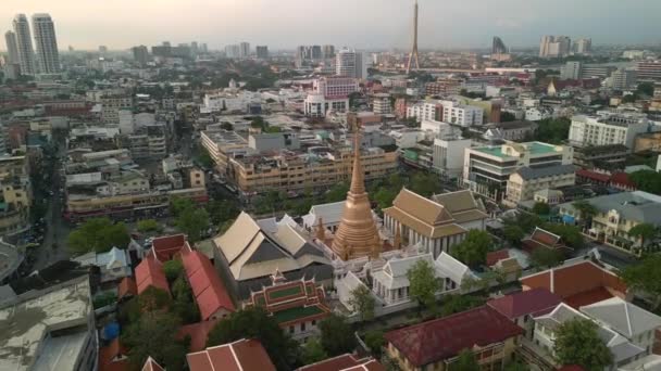 Vlieg Duwen Drone Thailand Dezember Zonsondergang Gouden Uur 2022 Hoge — Stockvideo