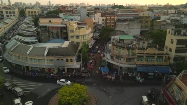 Panoramaübersicht Drohne Thailand Dezember Sonnenuntergang Goldene Stunde 2022 Hochwertige Filmaufnahmen — Stockvideo