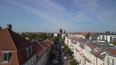 fly reverse drone berlin Weissensee city, summer day 2022. High Quality 4k Cinematic footage