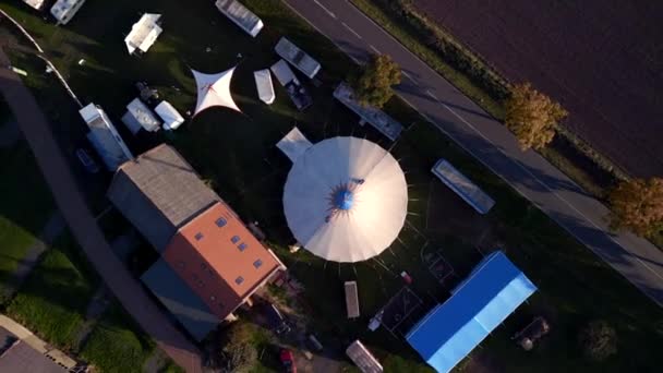 Vertical Birds Eye View Drone Brandenburg Circus Tent Kremmen Oberhavel — Stockvideo