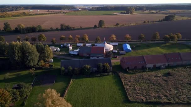 Wide Orbit Overview Drone Brandenburg Circus Tent Kremmen Oberhavel Golden — Stok video