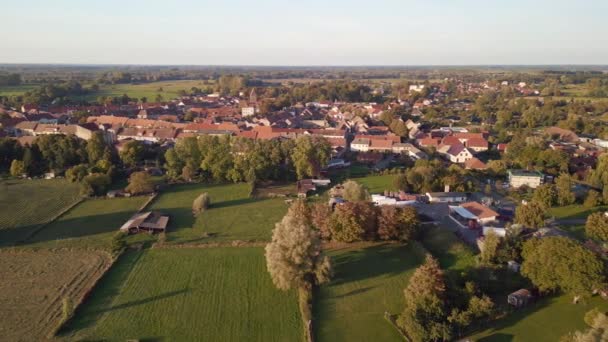 Panorama Overview Drone Brandenburg Kremmen Oberhavel Golden Houre 2022 Marnitz — Vídeos de Stock
