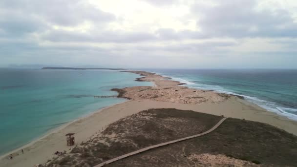 Panorama Overview Drone Beach Formentera Island Ibiza Spain Fall 2022 — Stok video