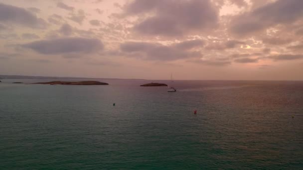 Panorama Overview Drone Beach Formentera Island Ibiza Spain Fall 2022 — Stock video