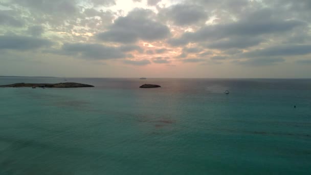 Panorama Overview Drone Beach Formentera Island Ibiza Spain Fall 2022 — Vídeos de Stock