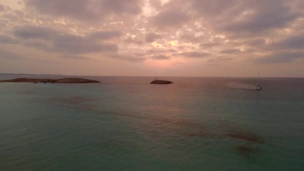 Panorama Overview Drone Beach Formentera Island Ibiza Spain Fall 2022 — Vídeos de Stock